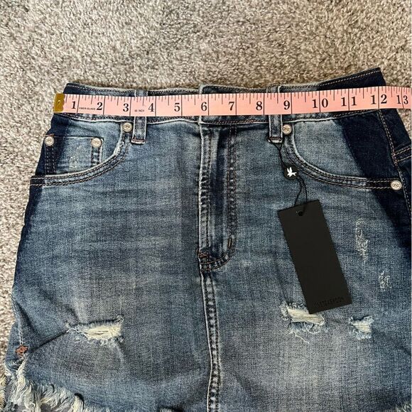 One Teaspoon 2020 Mini High Waist Denim Skirt in Superstar Blue size 23 - Picture 13 of 14
